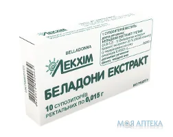 Беладони Екстракт супозиторії рект. по 0,015 г №10 (5х2)
