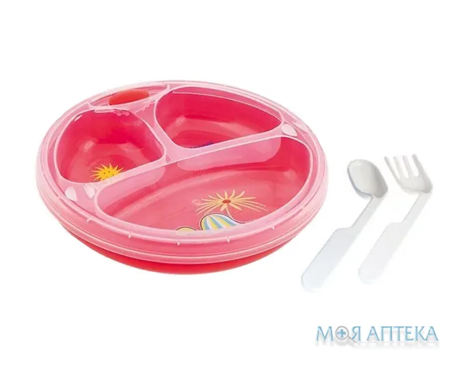 Посуд Canpol (Канпол) 9/216, тарілка з підігрівом + ложка + виделка