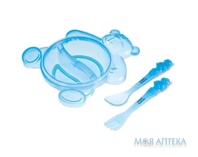 Посуд Canpol (Канпол) 2/422, тарілка + ложка + виделка Ведмежатко