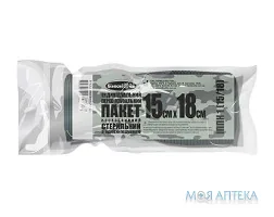 Пакет перев`язувальний індивідуальний кровоост. з одн. подуш. стер. 15 см х 18 см ІППК 1 (15/18)