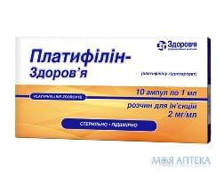 Платифілін-Здоров`я р-н д/ін. 2 мг/мл амп. 1 мл, коробка №10