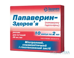 Папаверин-Здоров`я р-н д/ін. 2% 2 мл амп. №10