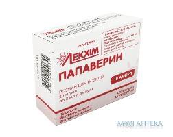Папаверин р-р д/ин. 20 мг/мл амп. 2 мл, в блистере в пачке №10