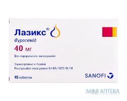 Лазикс таблетки по 40 мг №45 (15х3)