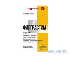 Філграстим розчин д/ін. по 1 мл (30 млн мо) (0,3 мг) у флак. №1