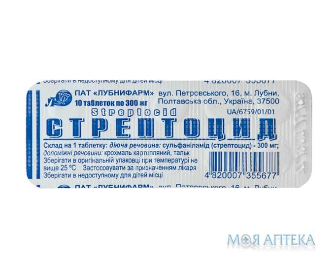 Стрептоцид табл. 300 мг блистер №10