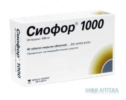 Сиофор 1000 табл. п/плен. оболочкой 1000 мг №60