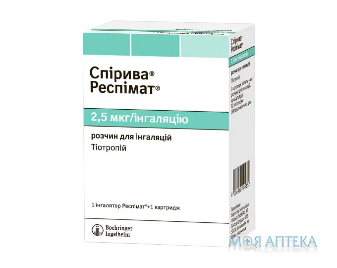 Спірива Респімат р-н д/інг. 2,5 мкг/інгаляція картридж з інгал. Респімат 4 мл, 60 інгаляцій №1
