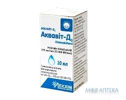 Аквавит-Д3 раствор ор. 375 мкг / мл (15000 МЕ / мл) по 10 мл в Флак.