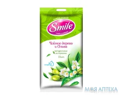 Серветки Вологі Smile З Натуральними Екстрактами Чайне дерево і олива №15