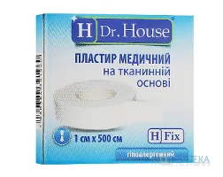 Пластир Dr. House (Доктор Хаус) на тканинній основі 1 см х 500 см в картонній упаковці