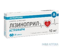 Лізиноприл-Астрафарм таблетки по 10 мг №20 (10х2)