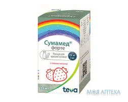 Сумамед Форте пор. д/орал. сусп. 200 мг/5 мл (1200 мг) фл. 30 мл, зі смаком полуниці №1