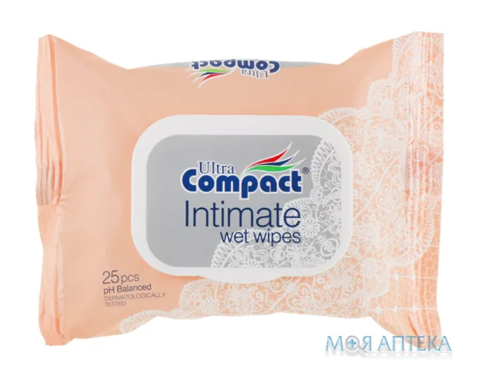 Серветки Вологі Ultra Compact з клапаном, Intimate №25