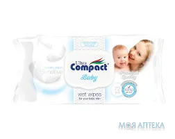 Серветки Вологі Дитячі Ultra Compact з клапаном, sensitive №72