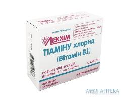 Тіаміну Хлорид (Вітамін B1) р-н д/ін. 50 мг/мл амп. 1 мл, у пачці з перегородками №10