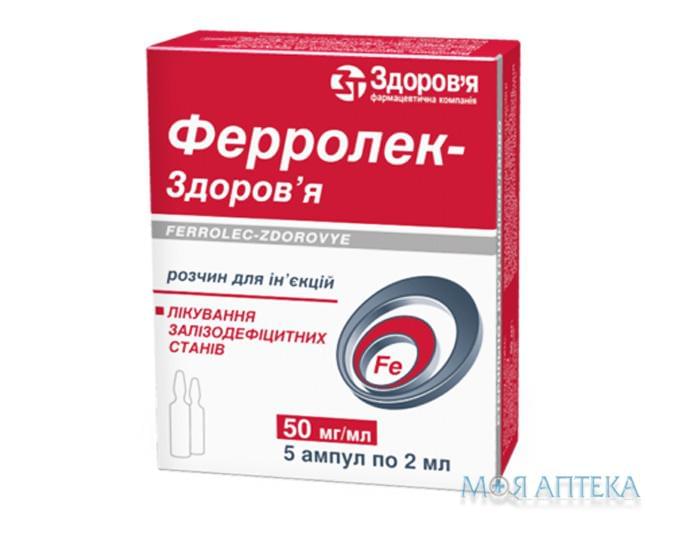 Ферролек-Здоровье р-р д/ин. 50 мг/мл амп. 2 мл, в коробках №5