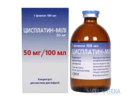 Цисплатин-Мілі концентрат для р-ну д/інф., 0,5 мг/мл по 100 мл (50 мг) у флак. №1