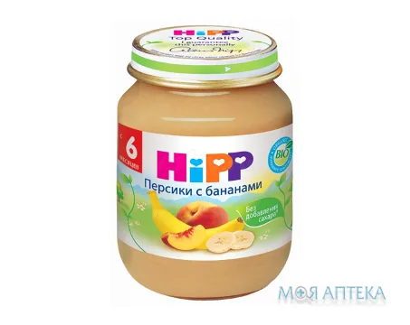 HiPP (Хіпп) Пюре фруктове Банан з персиком 125 г, с 4 міс.