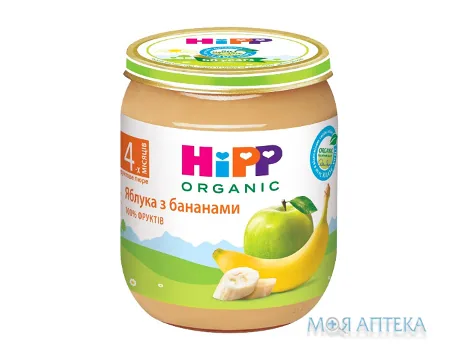HiPP (Хіпп) Пюре фруктове Яблука з бананами з 4 місяців, 125 г
