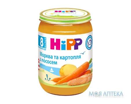 HiPP (Хіпп) Пюре рибно-овочеве Морква та картопля з лососем 190 г, з 8 міс.