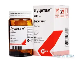 Луцетам таблетки, в/плів. обол., по 400 мг №60 у флак.