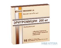 Эритромицин табл. п / о кишечно-раств. 200 мг блистер №16