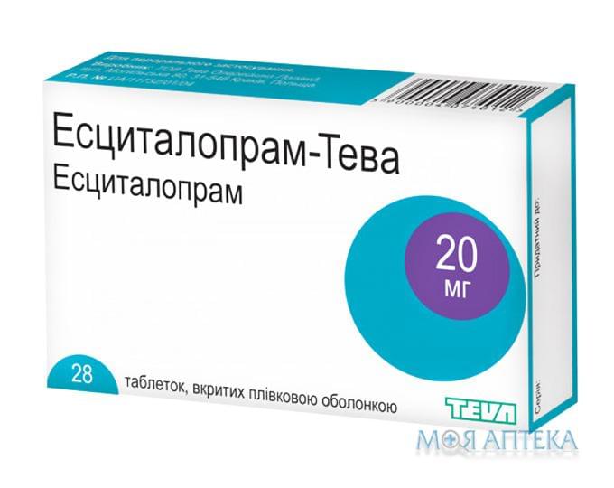 Есциталопрам-Тева табл. п/плів. обол. 20 мг блістер №28