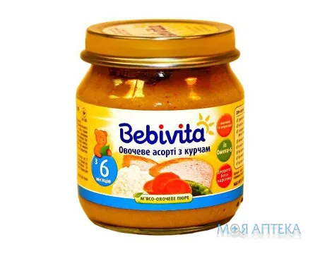 Пюре М`ясо-Овочеве Bebivita (Бебівіта) Овочеве асорті з курчам 100 г