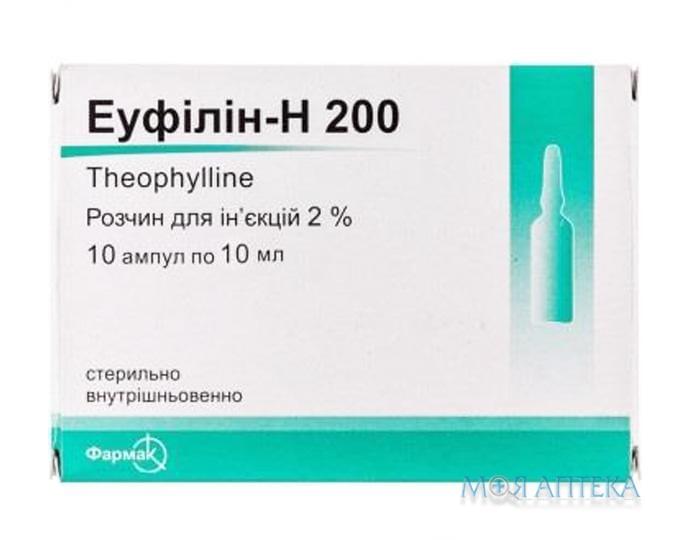 Еуфілін-Н 200 р-н д/ін. 2% амп. 10 мл, блістер у пачці №10