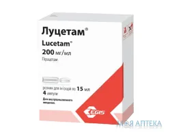 Луцетам розчин д/ін., 200 мг/мл по 15 мл (3 г) в амп. №4 (4х1)