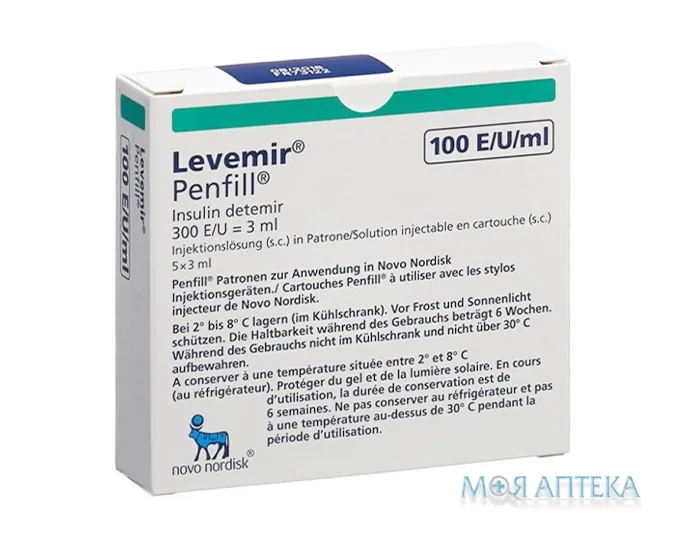 Левемір Пенфіл розчин д/ін., 100 од/мл по 3 мл у картр. №5