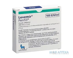 Левемір Пенфіл розчин д/ін., 100 од/мл по 3 мл у картр. №5