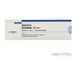 Аранесп розчин д/ін., 100 мкг/мл по 0,3 мл у поперед. запов. шпр. №1