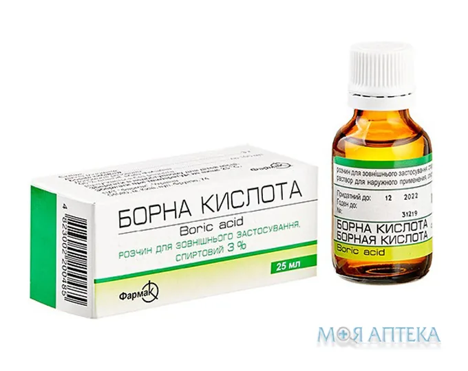 Борна Кислота розчин д/зовн. заст., спирт. 3 % по 25 мл