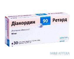 Диакордин 90 Ретард таблетки, п/о, прол./д. по 90 мг №30 (10х3)