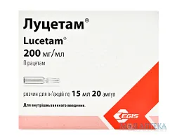 Луцетам розчин д/ін., 200 мг/мл по 15 мл (3 г) в амп. №20 (4х5)