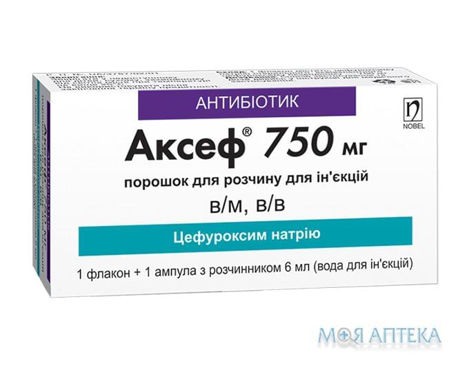 Аксеф порошок для р-на д / ин. по 750 мг №1 в Флак. с р-ком