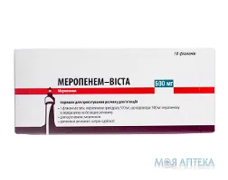 Меропенем Віста порошок д/приг. р-ну д/ін. по 500 мг у флак. №10