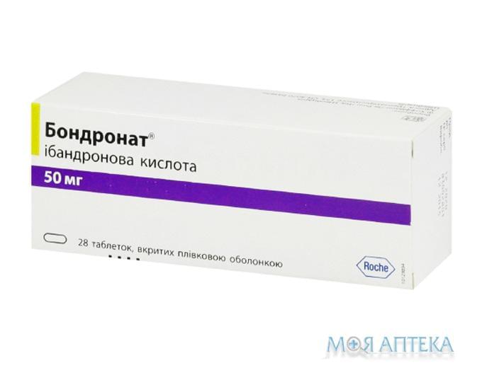 Бондронат таблетки, в/плів. обол., по 50 мг №28 (7х4)