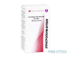 Іпратропіум-Інтелі інгаляція п/тиск., р-н 20 мкг/дозу по 200 доз (10 мл) у балон.