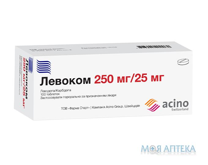 Левоком Ретард Асіно таблетки прол./д. по 200 мг/50 мг №100 (10х10)