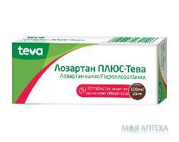 ЛОЗАРТАН ПЛЮС-ТЕВА ТАБЛЕТКИ ПОКРЫТЫЕ ПЛЕНОЧНОЙ ОБОЛОЧКОЙ 100 МГ + 25 МГ БЛИСТЕР №30