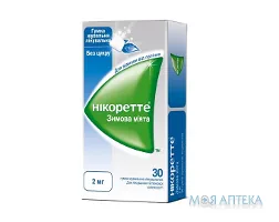 Нікоретте Зимова М`ята гумка жув. лікув. по 2 мг №30 (15х2)