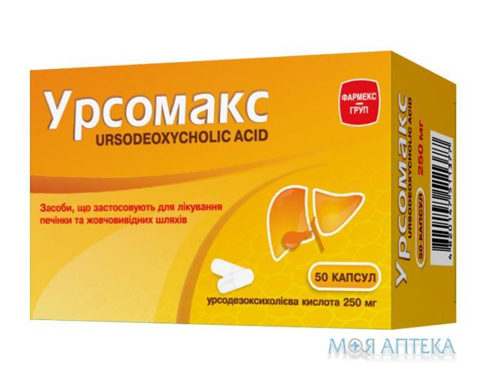 Урсомакс капсули по 250 мг №50 (10х5)