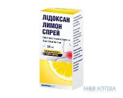 Лидоксан лимон спрей д/рот. полос. 2 мг/0.5 мг/1 мл по 30 мл во флак.