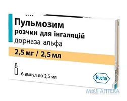 Пульмозим розчин д/інг. 2.5 мг/2.5 мл №6 в амп.