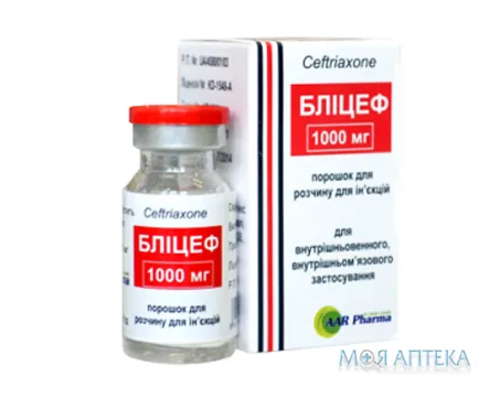 Бліцеф порошок для р-ну д/ін. по 1000 мг №1 у флак. у пач.