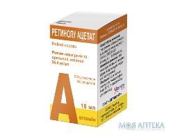 Ретинолу Ацетат розчин олій. ор. та н/ш, 3,44 % по 10 мл у флак.