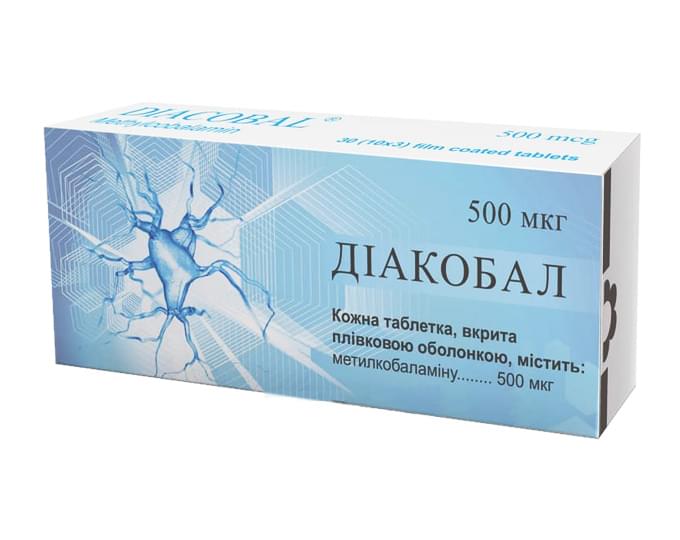 Диакобал таблетки, в / плел. обол., по 500 мкг №30 (10х3)